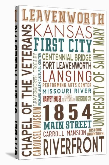 Leavenworth, Kansas - Typography-Lantern Press-Stretched Canvas