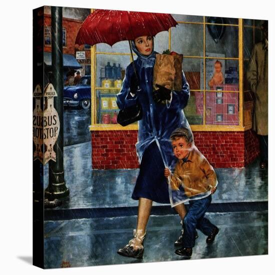 "Leaving Grocery in Rain", April 24, 1954-Amos Sewell-Premier Image Canvas