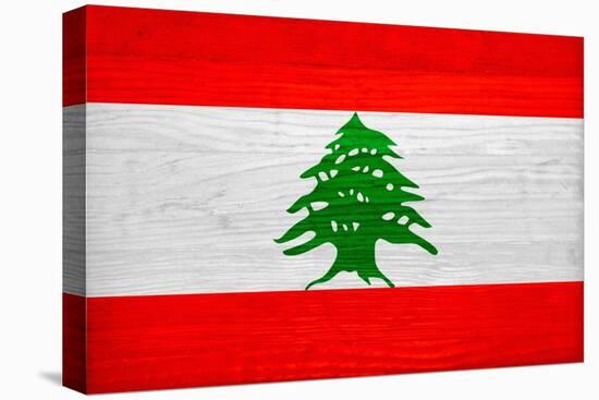 Lebanon Flag Design with Wood Patterning - Flags of the World Series-Philippe Hugonnard-Stretched Canvas