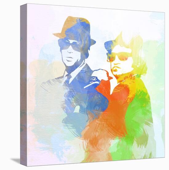 Legendary Blues Brothers Watercolor-Olivia Morgan-Stretched Canvas