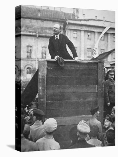 Lenin Delivering a Speech in a Moscow Square, with Trotsky Watching, 1918-null-Premier Image Canvas