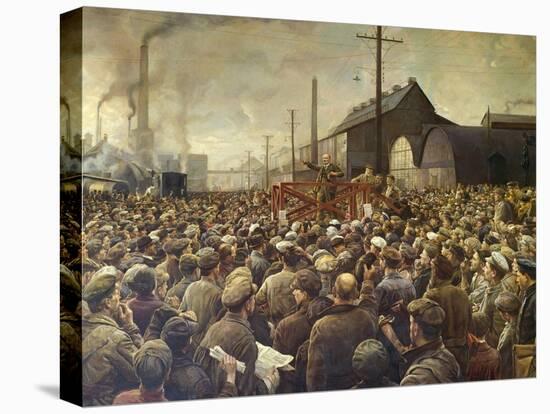 Lenin Speaking to Workers of the Poutilov Factory, 1917-Isaak Brodsky-Stretched Canvas