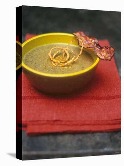 Lentil Soup with Bacon, Fried Onions and Walnut Oil-Akiko Ida-Premier Image Canvas