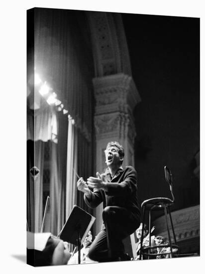 Leonard Bernstein Conducting Mahler's Symphony During NY Philharmonic Rehearsal at Carnegie Hall-Alfred Eisenstaedt-Premier Image Canvas
