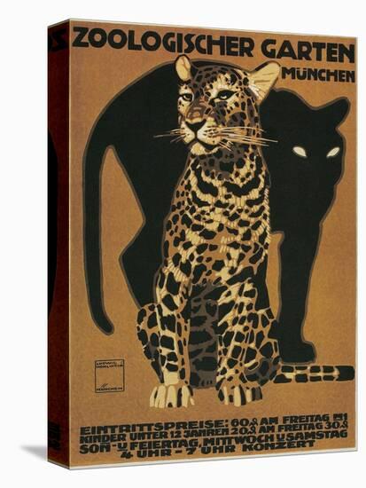 Leopard and Panther, Munich Zoo-null-Stretched Canvas