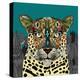 Leopard Queen Teal-Sharon Turner-Stretched Canvas