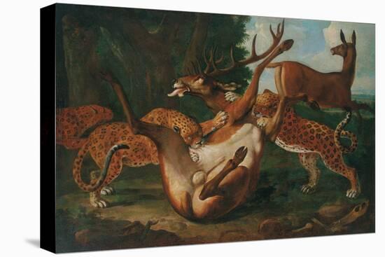 Leopards Attacking Deer in a Landscape-Carl Borromaus Andreas Ruthart-Premier Image Canvas