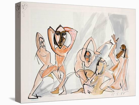 Les Damoiselles D'Avignon 17672, 1988 (ink and acrylic on paper)-Ralph Steadman-Premier Image Canvas