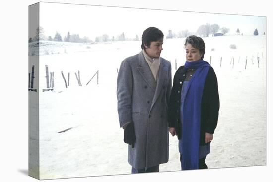 Les granges brulees by JeanChapot with Alain Delon and Simone Signoret, 1973 (photo)-null-Stretched Canvas