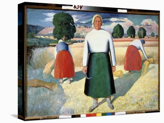 Les Moissonneuses. (Reapers). Scene De Travaux Agricoles, Les Femmes Courbees Font Des Gerbes De Ce-Kazimir Severinovich Malevich-Premier Image Canvas