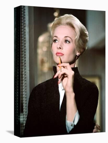 Les Oiseaux THE BIRDS d'Alfred Hitchcock with Tippi Hedren, 1963 (photo)-null-Stretched Canvas