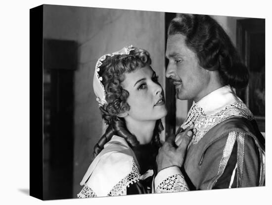 LES TROIS MOUSQUETAIRES, 1953 directed by ANDRE HUNEBELLE Danielle Godet and Georges Marchal (b/w p-null-Stretched Canvas