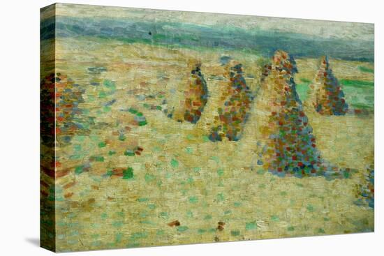 Les villottes, petites meules en Normandie, 1887-1889 Haystacks in Normandy. Cardboard, 16x 23,5 cm-Charles Angrand-Premier Image Canvas