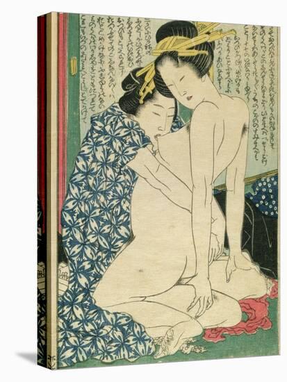 Lesbian Lovers, from 'Manpoku Wago-Jin', 1821-Katsushika Hokusai-Premier Image Canvas