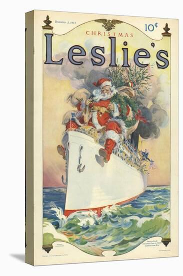 Leslie's, Father Christmas Santa Claus Ships Cruises Magazine, USA, 1914-null-Premier Image Canvas