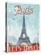 Lets Travel To Paris-Jace Grey-Stretched Canvas