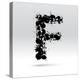 Letter F Formed By Inkblots-Black Fox-Stretched Canvas