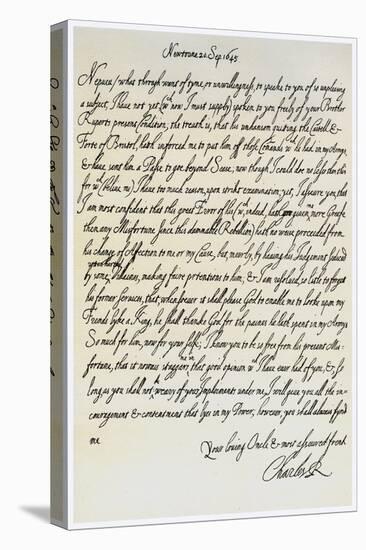 Letter from Charles I to His Nephew, Prince Maurice, 20th September 1645-null-Premier Image Canvas