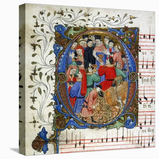 Letter of a medieval drinking song from Windsor Carol Book, circa 1440 miniature-English-Premier Image Canvas