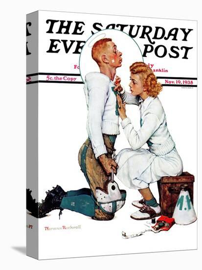 "Letter Sweater" (boy & girl) Saturday Evening Post Cover, November 19,1938-Norman Rockwell-Premier Image Canvas