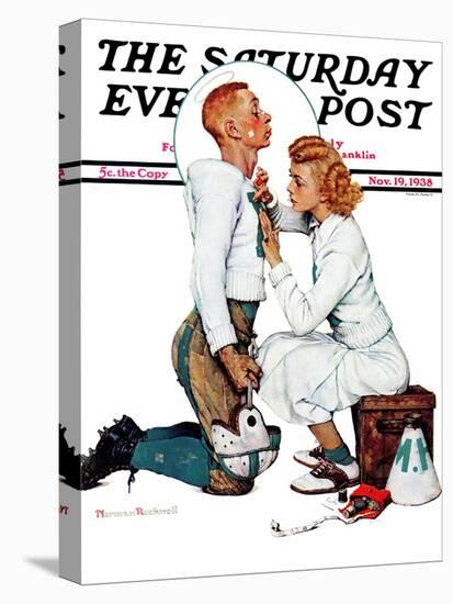 "Letter Sweater" (boy & girl) Saturday Evening Post Cover, November 19,1938-Norman Rockwell-Premier Image Canvas