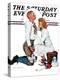 "Letter Sweater" (boy & girl) Saturday Evening Post Cover, November 19,1938-Norman Rockwell-Premier Image Canvas