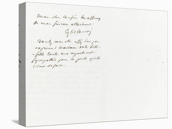 Lettre autographe signée à Berryer, 29 Juillet 1861-Eugene Delacroix-Premier Image Canvas