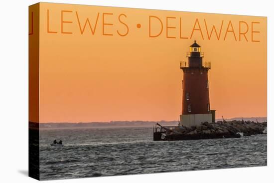 Lewes, Delaware - Cape Henlopen Lighthouse Sunset-Lantern Press-Stretched Canvas