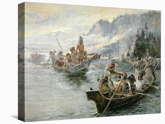 Lewis and Clark on the Lower Columbia River, 1905-Charles Marion Russell-Premier Image Canvas