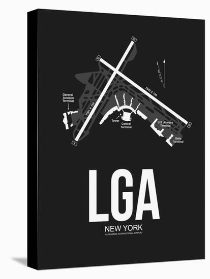 LGA New York Airport Black-NaxArt-Stretched Canvas