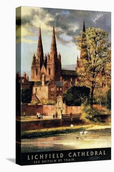 Lichfield, England - View of Lichfield Cathedral British Railways Poster-Lantern Press-Stretched Canvas