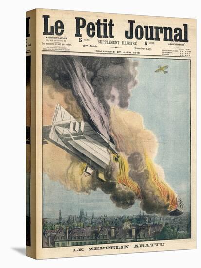 Lieutenant Warneford Shoots Down the First Zeppelin of the War Over Ghent-null-Stretched Canvas