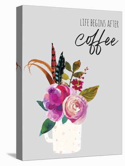 Life Begins After Coffee 1-Jennifer McCully-Stretched Canvas