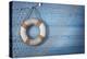 Life Buoy Decoration on Blue Shabby Background-egal-Premier Image Canvas