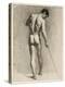 Life Drawing of a Male Nude with a Cane, C.1910-12 (Chalk on Paper)-Adolphe Valette-Premier Image Canvas