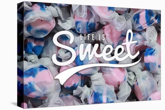 Life is Sweet - Taffy Collage Sentiment-Lantern Press-Stretched Canvas
