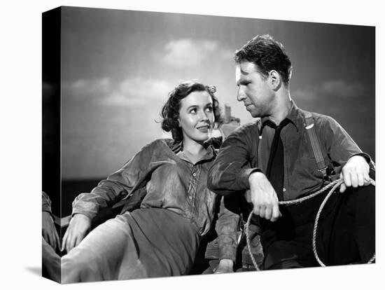 Lifeboat by Alfred Hitchcock with Mary anderson and Hume Cronyn, 1944 (b/w photo)-null-Stretched Canvas