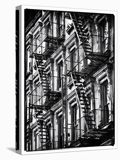 Lifestyle Instant, Fire Staircase, Black and White Photography Vintage, Manhattan, NYC, US-Philippe Hugonnard-Premier Image Canvas