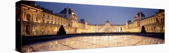 Light Illuminated in the Museum, Louvre Pyramid, Paris, France-null-Premier Image Canvas