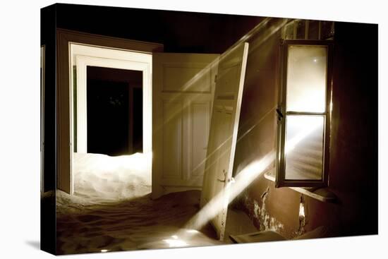 Light Streaming Through Window on Sand Covered House in Kolmanskop Ghost Town-Enrique Lopez-Tapia-Premier Image Canvas