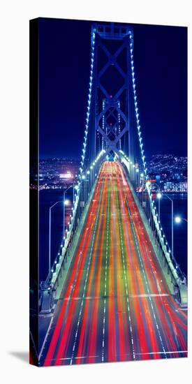 Light trails on Bay Bridge at night, San Francisco, California, USA-null-Premier Image Canvas