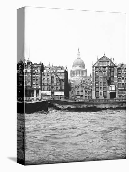 Lighters Passing St Paul's Wharf with St Paul's Cathedral in the Background, London, C1905-null-Premier Image Canvas