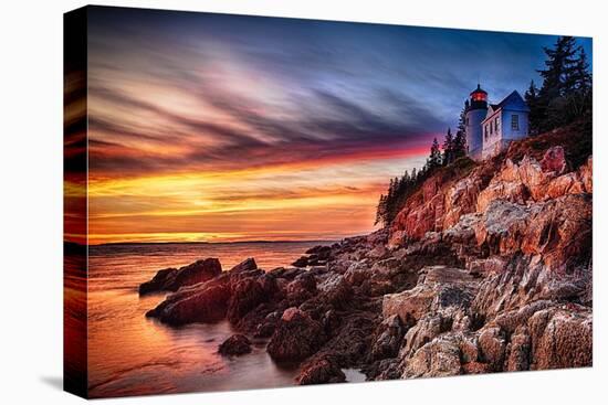 Lighthouse At Sunset, Bass Harbor, Mai-George Oze-Premier Image Canvas