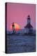 Lighthouse at sunset, St. Joseph, Michigan, USA-null-Premier Image Canvas