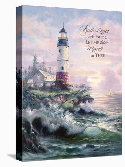 Lighthouse Cove with Verse-Carl Valente-Stretched Canvas