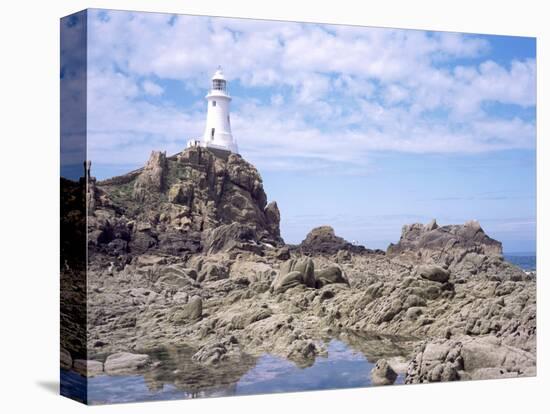 Lighthouse from the Causeway at Low Tide, Corbiere, St. Brelade, Jersey, Channel Islands-David Hunter-Premier Image Canvas