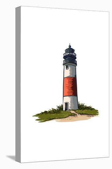 Lighthouse - Icon-Lantern Press-Stretched Canvas