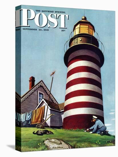 "Lighthouse Keeper," Saturday Evening Post Cover, September 22, 1945-Stevan Dohanos-Premier Image Canvas