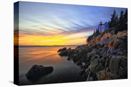 Lighthouse on a Cliff at Sunset, Bass Harbor, ME-George Oze-Premier Image Canvas