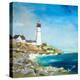 Lighthouse on the Rocky Shore I-Julie DeRice-Stretched Canvas